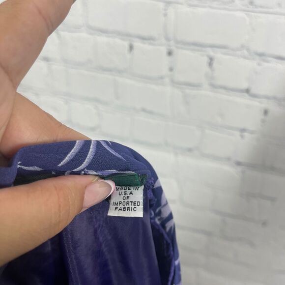 J McLaughlin Size 6 Navy Flowy A-Line Skirt Bamboo Leaf Print Coastal Tiered - Picture 6 of 13